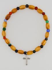 Pulseira Com Cruz - Ágata & Madeira