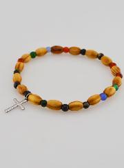Pulseira Com Cruz - Ágata & Madeira