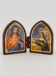 Icono díptico mini - Sagrado Corazón de Jesús y Santa Rita