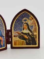 Icono díptico mini - Sagrado Corazón de Jesús y Santa Rita