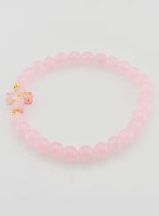 Pulsera religiosa de jade rosa y cruz