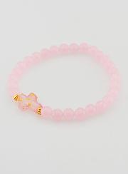 Pulsera religiosa de jade rosa y cruz