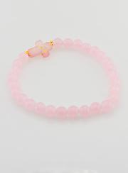 Pulsera religiosa de jade rosa y cruz