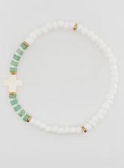Pulsera religiosa de piedra y nácar – verde