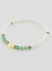 Pulsera religiosa de piedra y nácar – verde