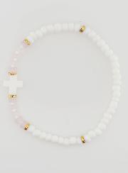 Pulseira Religiosa Pedra & Madrepérola - Rosa Pálido
