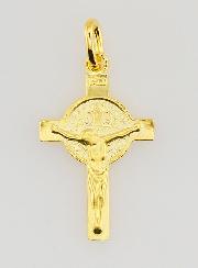 Colgante de cruz de San Benito bañado en oro - San Benito