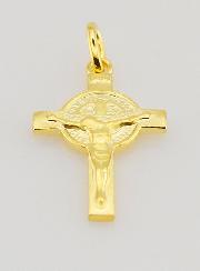 Colgante de cruz de San Benito bañado en oro - San Benito