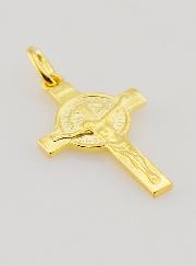 Colgante de cruz de San Benito bañado en oro - San Benito