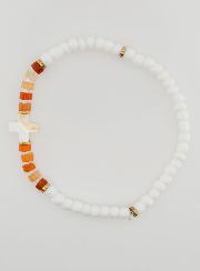 Pulsera religiosa de piedra y nácar – Marrón