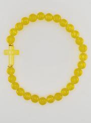 Pulsera religiosa de cruz y jade amarillo