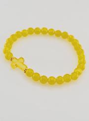 Pulsera religiosa de cruz y jade amarillo