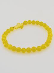 Pulsera religiosa de cruz y jade amarillo