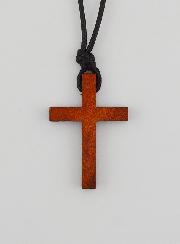 Cruz de madera y cordón de cuero ajustable