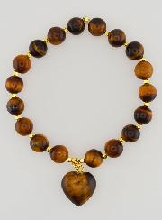 Pulsera de Piedra Natural con corazón - Ojo de tigre