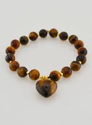 Pulsera de Piedra Natural con corazón - Ojo de tigre