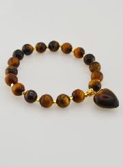 Pulsera de Piedra Natural con corazón - Ojo de tigre