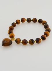 Pulsera de Piedra Natural con corazón - Ojo de tigre