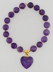 Pulsera en Piedra Natural de Corazón - Amatista