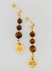 Pendientes Árbol de la Vida en Ojo de Tigre - Dorado