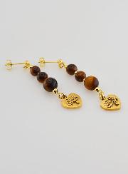 Pendientes Árbol de la Vida en Ojo de Tigre - Dorado