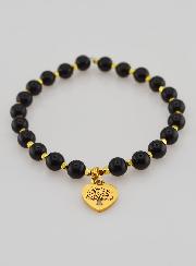 Pulseira Pedra Natural - Turmalina & Árvore da Vida