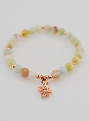 Pulseira Pedra Natural - Morganite & Anjo da Guarda
