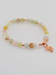 Pulseira Pedra Natural - Morganite & Anjo da Guarda