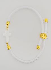 Pulsera religiosa con cruz - Blanca