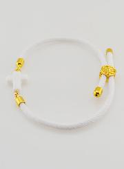 Pulsera religiosa con cruz - Blanca