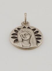 Medalha Virgem com Pétalas em Prata - 16mm