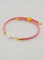 Pulsera religiosa con cruz - Rosa