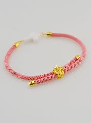 Pulsera religiosa con cruz - Rosa