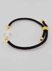 Pulseira Religiosa Com Cruz - Preta