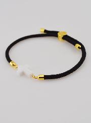 Pulseira Religiosa Com Cruz - Preta