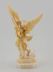 Estatua de San Miguel en alabastro pintado - 12 cm