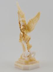 Estatua de San Miguel en alabastro pintado - 12 cm