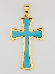 Pingente Cruz 4cm - Turquesa