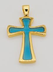 Pingente Cruz 4cm - Turquesa