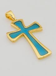 Pingente Cruz 4cm - Turquesa