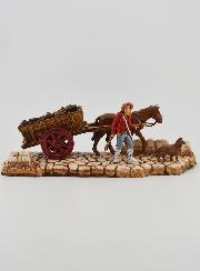 Figura de leñador con su carreta - altura de 6 cm