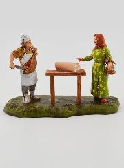 Figura de charcutero y clienta - 6cm