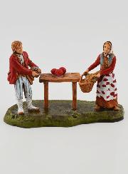 Figura de vendedor de productos frescos y clienta - 6cm