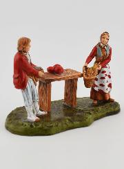 Figura de vendedor de productos frescos y clienta - 6cm