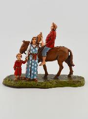 Figura de hombre a caballo y familia - 6 cm