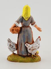 Figura de campesina con gallinas - 6 cm