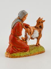 Figura de pastora ordeñando a su cabra - 6 cm