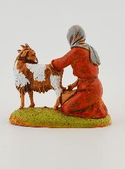 Figura de pastora ordeñando a su cabra - 6 cm