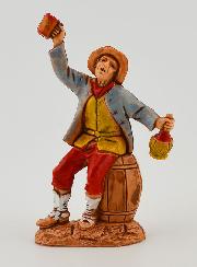 Figura de Presépio Provençal Homem a Beber Vinho sobre um Barril - 6cm
