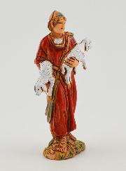 Figura de pastor cargando sus corderos - 6 cm